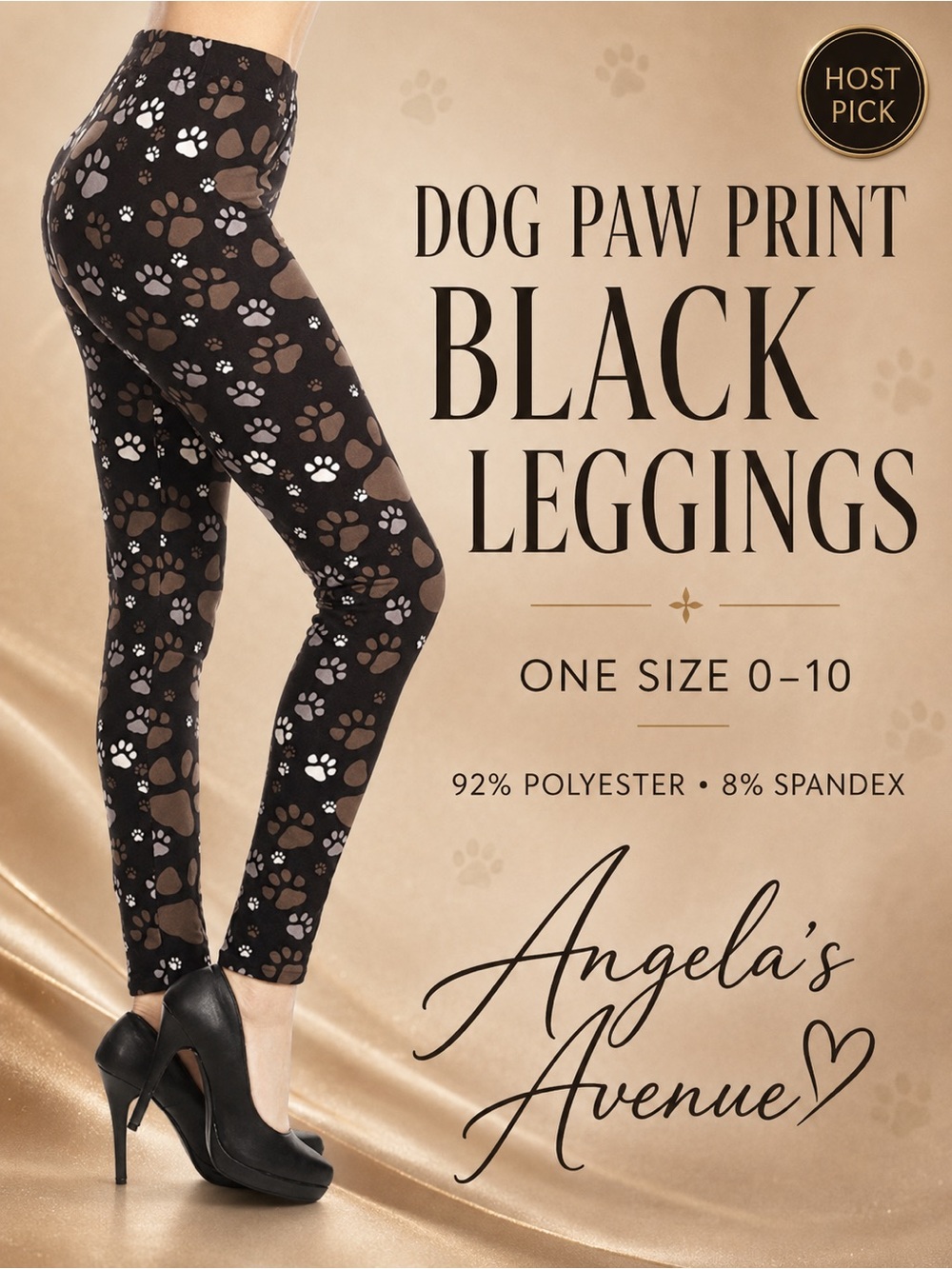 DOG PAW PRINT BLACK AND BROWN LEGGINGS HOST PICK NEW